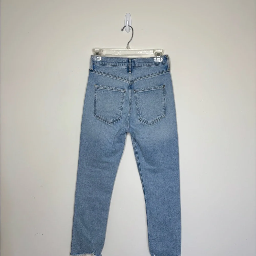 Agolde Light Wash Denim Straight‎ Jeans Distressed Women 5 Pocket XS Waist 25